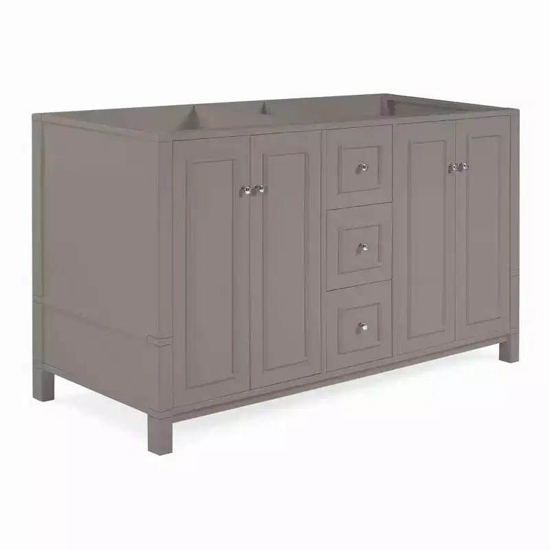 Meuble-lavabo de salle de bain double 60 po - Meuble autoportant sans comptoir, gris