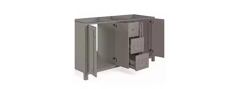 Meuble-lavabo de salle de bain double 60 po - Meuble autoportant sans comptoir, gris