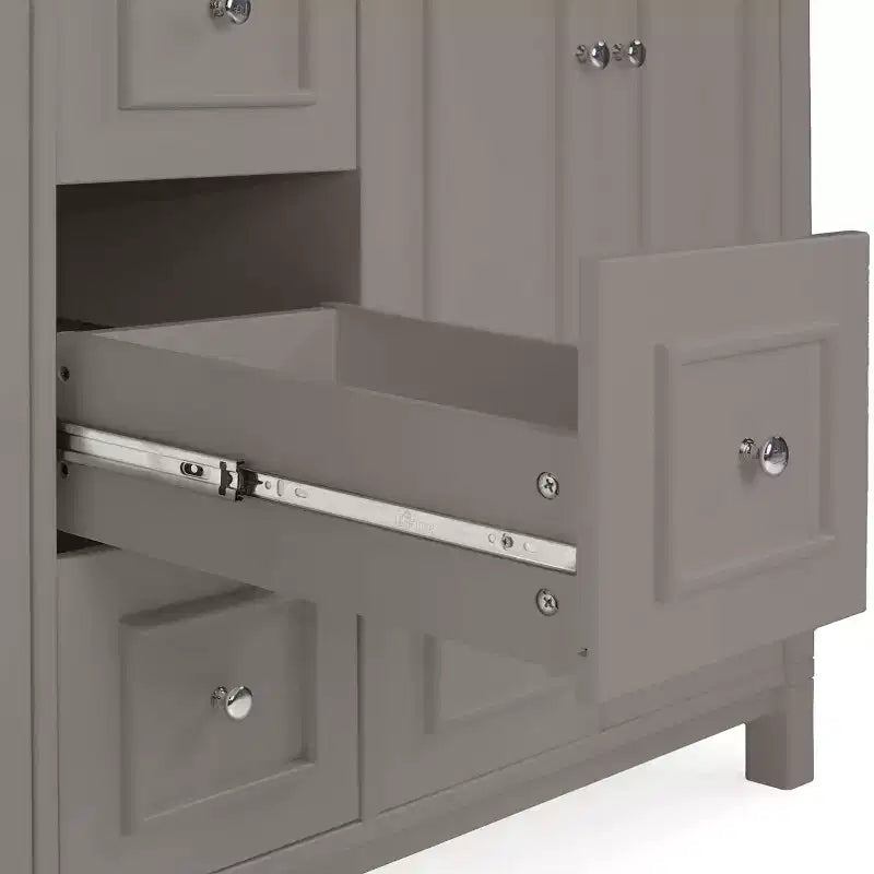 Meuble-lavabo de salle de bain double 60 po - Meuble autoportant sans comptoir, gris