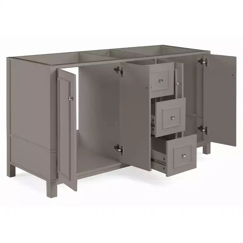Meuble-lavabo de salle de bain double 60 po - Meuble autoportant sans comptoir, gris