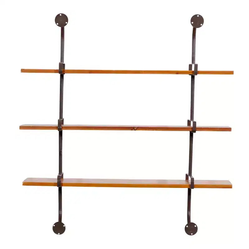 Mur en bois 38"X38" 3 L L avec supports métalliques marron - Style industriel, aucun assemblage requis