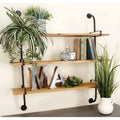 Mur en bois 38"X38" 3 L L avec supports métalliques marron - Style industriel, aucun assemblage requis