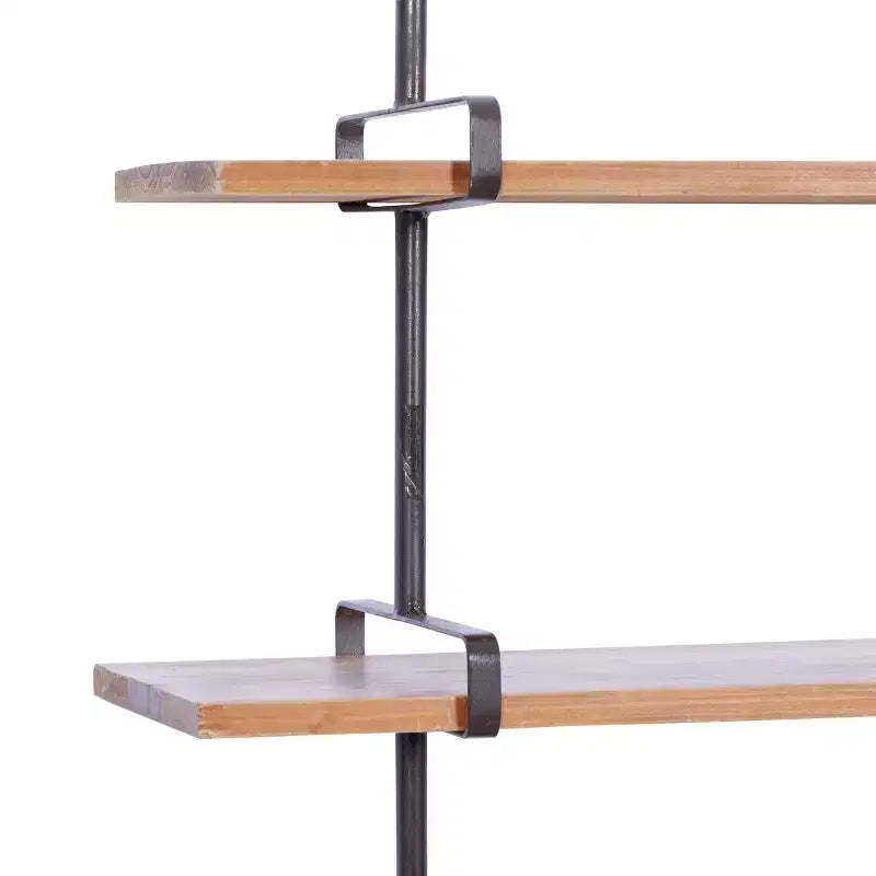 Mur en bois 38"X38" 3 L L avec supports métalliques marron - Style industriel, aucun assemblage requis