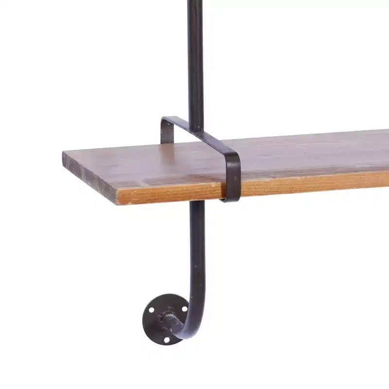 Mur en bois 38"X38" 3 L L avec supports métalliques marron - Style industriel, aucun assemblage requis