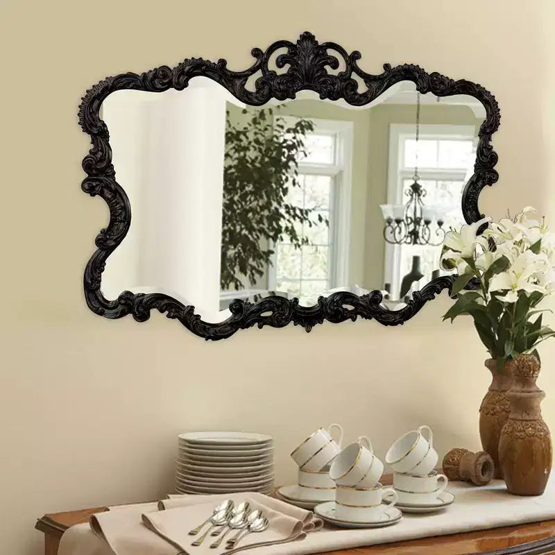 Miroir mural rectangulaire 100x75 cm avec cadre en fer et finition argent moucheté