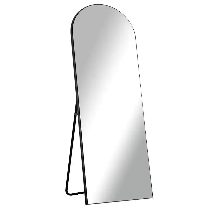 Miroir mural/sur pied pleine longueur surdimensionné en bois arqué, noir, 25 po L x 63 po H