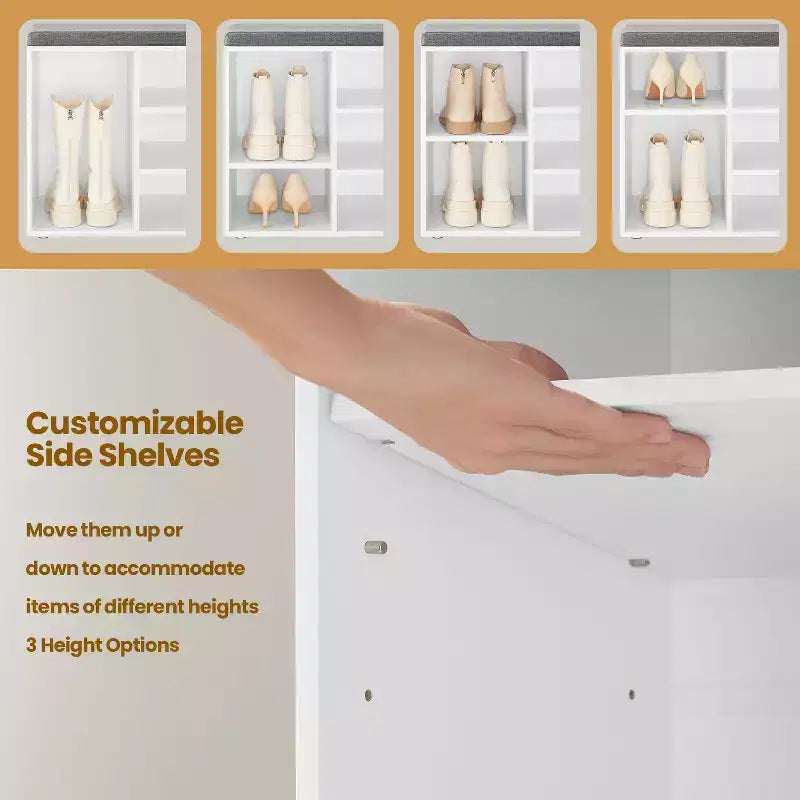 Banc à chaussures élégant avec assise coussinée et 10 compartiments - Solution de rangement polyvalente pour l'entrée et la chambre à coucher