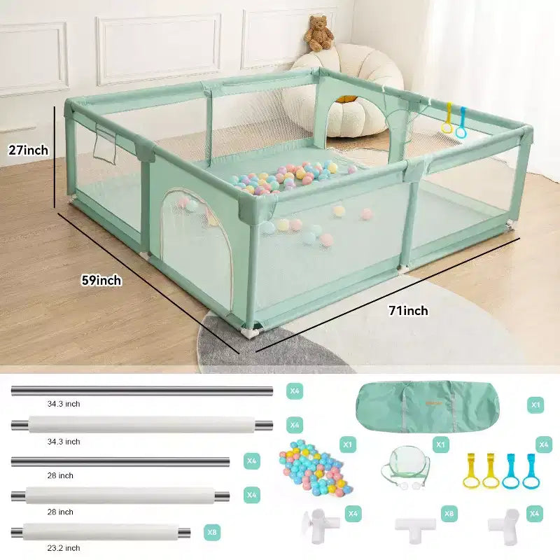 Parc bébé 4 panneaux 71x59 - Spacieux et sécurisé, Parc portable