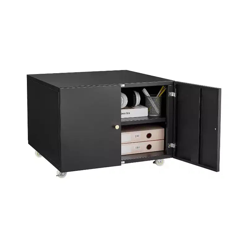 Meuble d'imprimante avec rangement, meuble d'imprimante pour photocopieuse avec 2 portes, classeur mobile en acier, armoire de rangement roulante sur roulettes pour le bureau à domicile