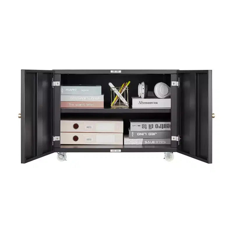 Meuble d'imprimante avec rangement, meuble d'imprimante pour photocopieuse avec 2 portes, classeur mobile en acier, armoire de rangement roulante sur roulettes pour le bureau à domicile