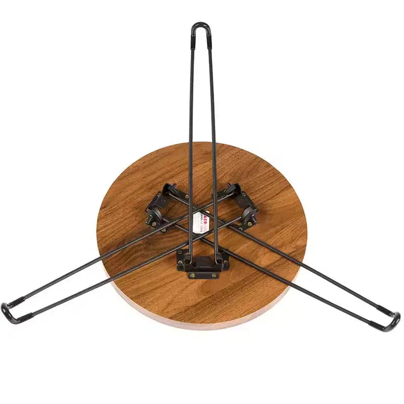 Table d'appoint ronde en bois avec pieds pliables en métal - 15D
