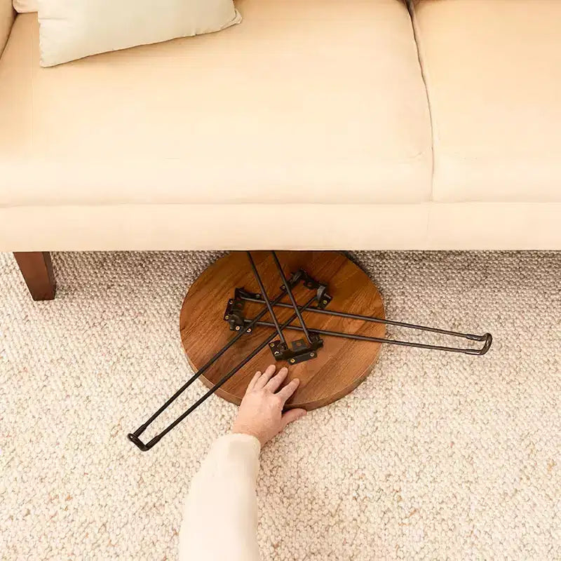 Table d'appoint ronde en bois avec pieds pliables en métal - 15D