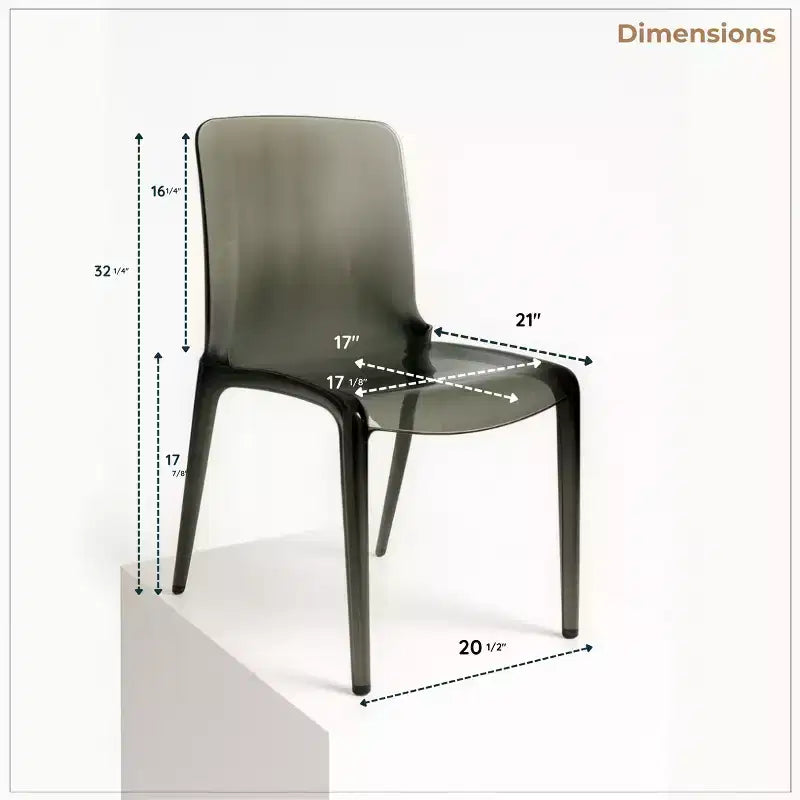 Chaise de salle à manger moderne du milieu du siècle - Acrylique avec bord en cascade, ergonomique et empilable