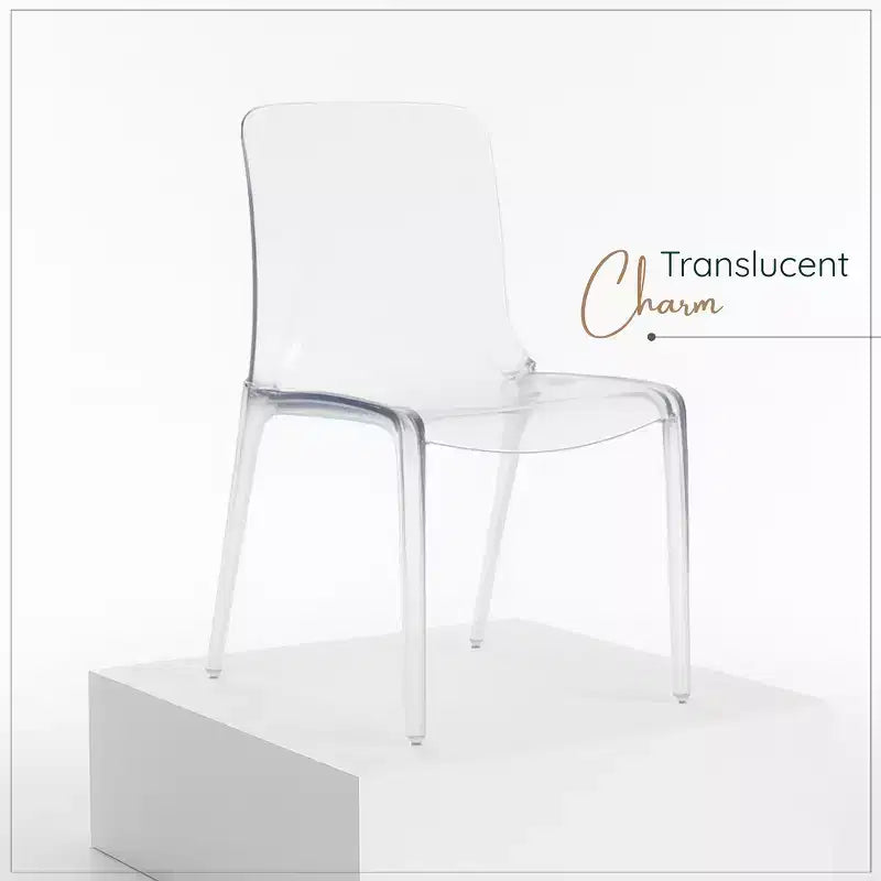 Chaise de salle à manger moderne du milieu du siècle - Acrylique avec bord en cascade, ergonomique et empilable