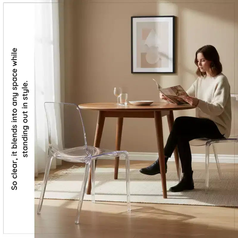 Chaise de salle à manger moderne du milieu du siècle - Acrylique avec bord en cascade, ergonomique et empilable