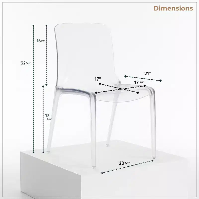 Chaise de salle à manger moderne du milieu du siècle - Acrylique avec bord en cascade, ergonomique et empilable