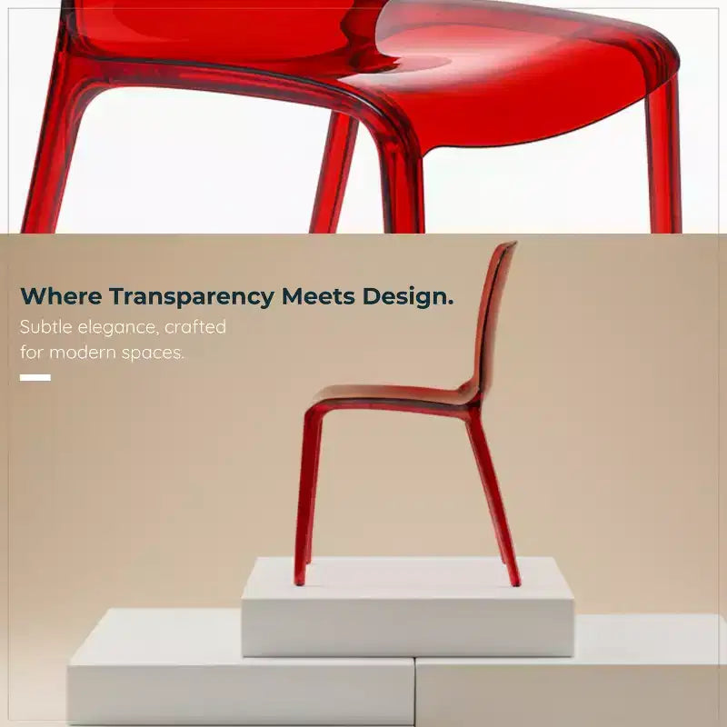 Chaise de salle à manger moderne du milieu du siècle - Acrylique avec bord en cascade, ergonomique et empilable