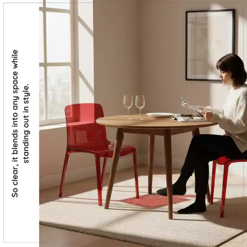 Chaise de salle à manger moderne du milieu du siècle - Acrylique avec bord en cascade, ergonomique et empilable