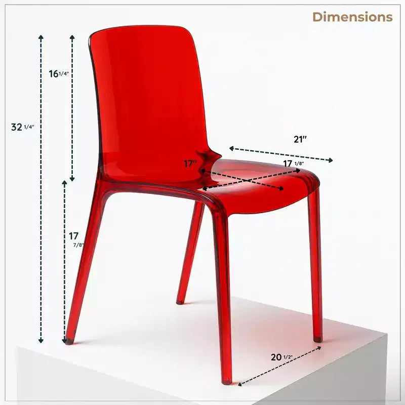 Chaise de salle à manger moderne du milieu du siècle - Acrylique avec bord en cascade, ergonomique et empilable