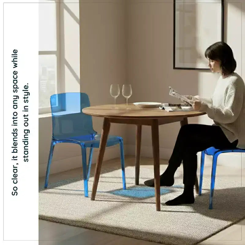 Chaise de salle à manger moderne du milieu du siècle - Acrylique avec bord en cascade, ergonomique et empilable