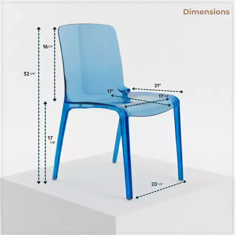Chaise de salle à manger moderne du milieu du siècle - Acrylique avec bord en cascade, ergonomique et empilable