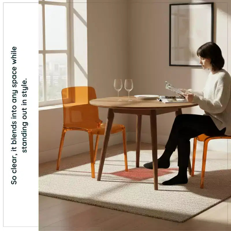 Chaise de salle à manger moderne du milieu du siècle - Acrylique avec bord en cascade, ergonomique et empilable
