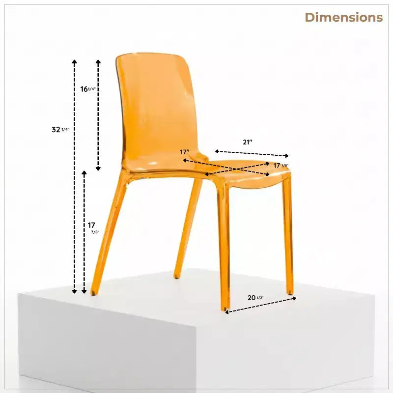 Chaise de salle à manger moderne du milieu du siècle - Acrylique avec bord en cascade, ergonomique et empilable