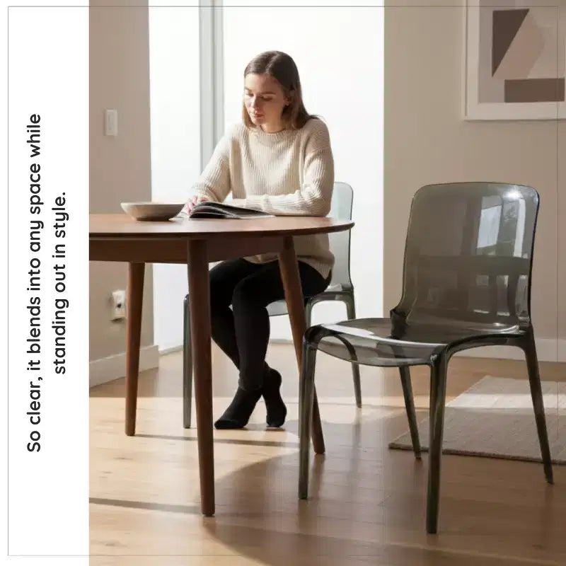 Chaise de salle à manger moderne du milieu du siècle - Acrylique avec bord en cascade, ergonomique et empilable