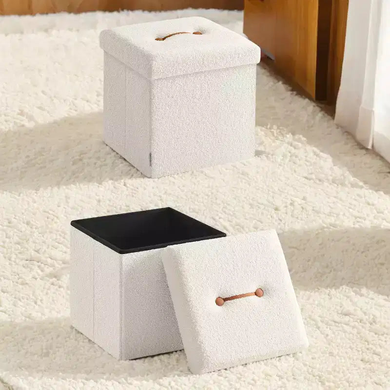 Petit pouf de rangement pliant, repose-pieds, 38 x 38 x 38 cm, pouf avec rangement, supporte jusqu'à 300 kg