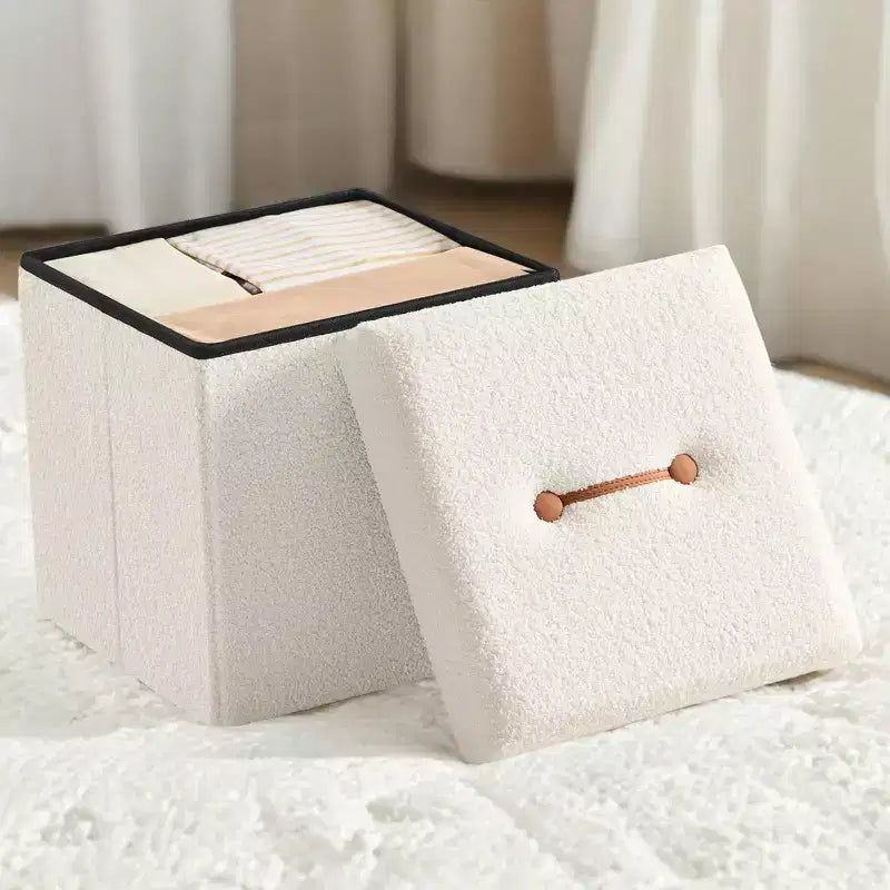 Petit pouf de rangement pliant, repose-pieds, 38 x 38 x 38 cm, pouf avec rangement, supporte jusqu'à 300 kg