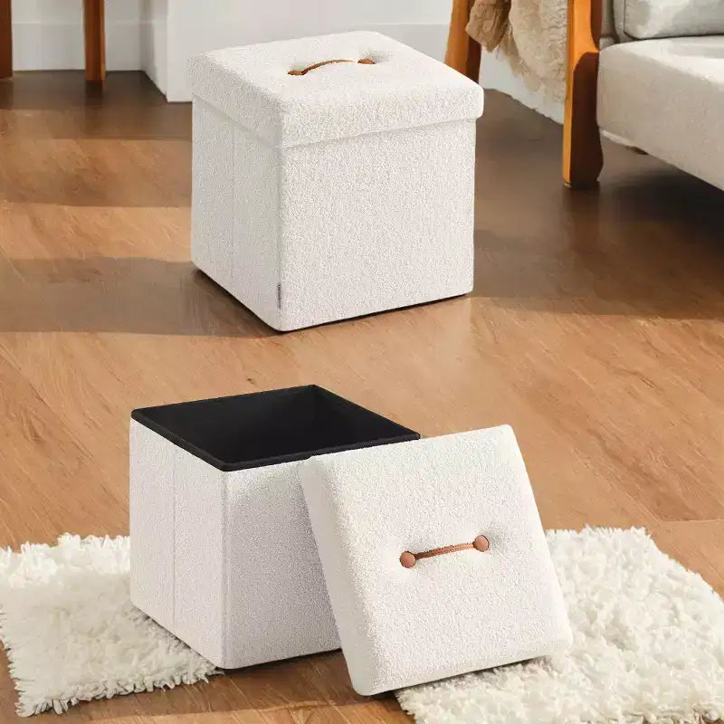 Petit pouf de rangement pliant, repose-pieds, 38 x 38 x 38 cm, pouf avec rangement, supporte jusqu'à 300 kg
