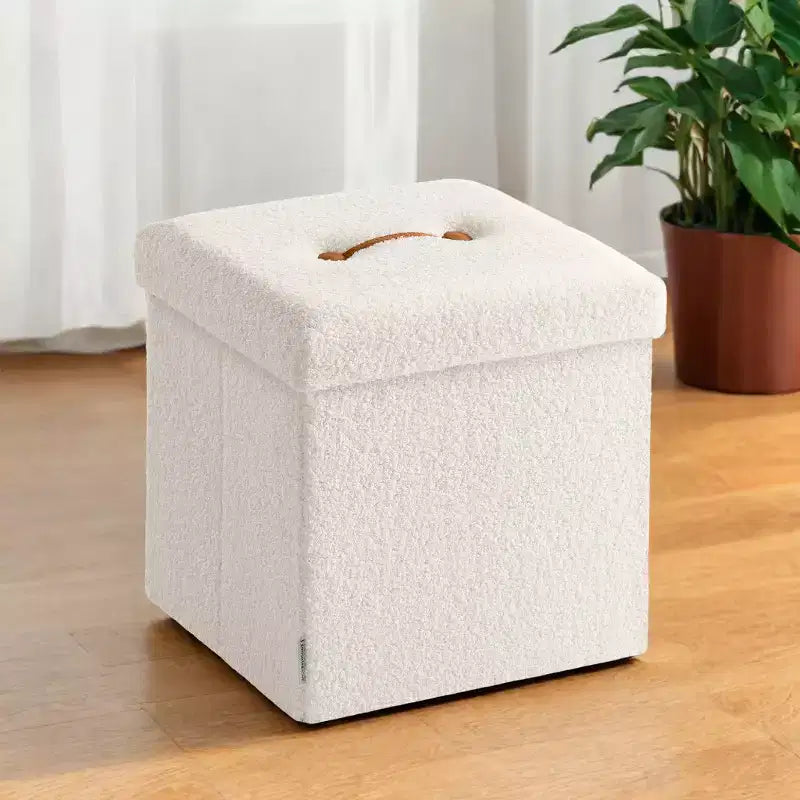 Petit pouf de rangement pliant, repose-pieds, 38 x 38 x 38 cm, pouf avec rangement, supporte jusqu'à 300 kg