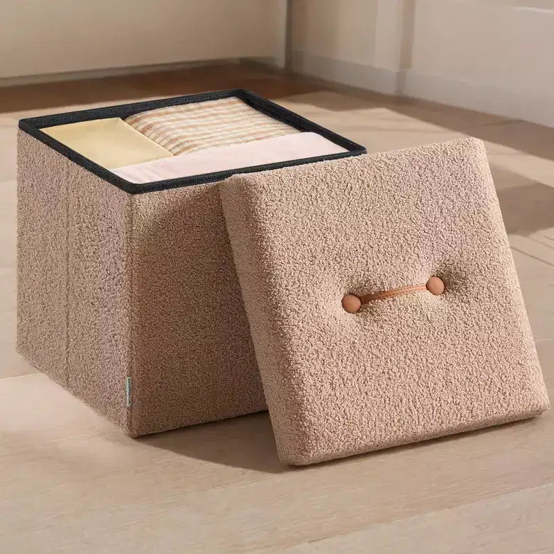 Petit pouf de rangement pliant, repose-pieds, 38 x 38 x 38 cm, pouf avec rangement, supporte jusqu'à 300 kg