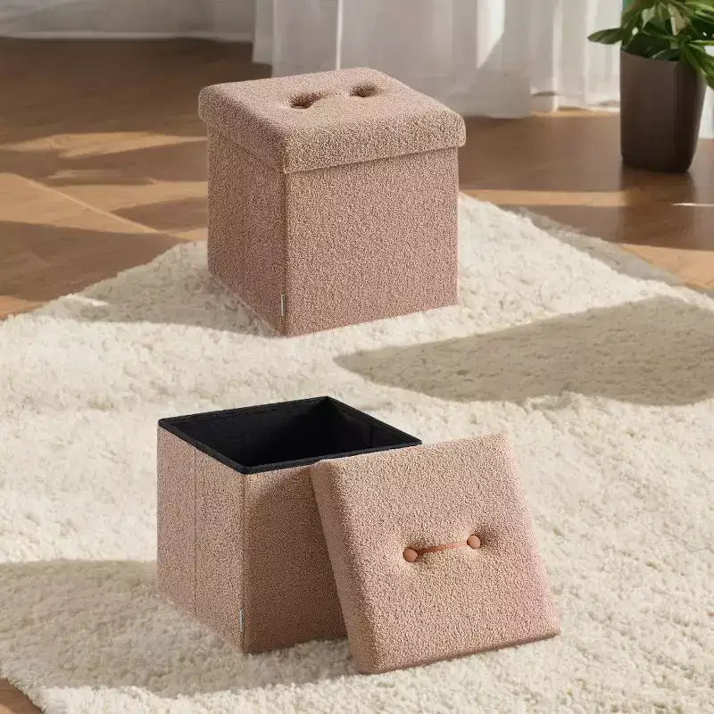 Petit pouf de rangement pliant, repose-pieds, 38 x 38 x 38 cm, pouf avec rangement, supporte jusqu'à 300 kg
