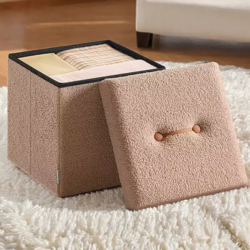 Petit pouf de rangement pliant, repose-pieds, 38 x 38 x 38 cm, pouf avec rangement, supporte jusqu'à 300 kg