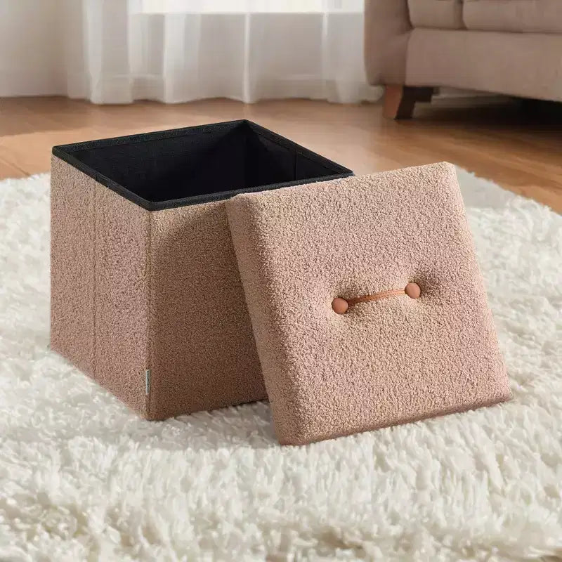 Petit pouf de rangement pliant, repose-pieds, 38 x 38 x 38 cm, pouf avec rangement, supporte jusqu'à 300 kg