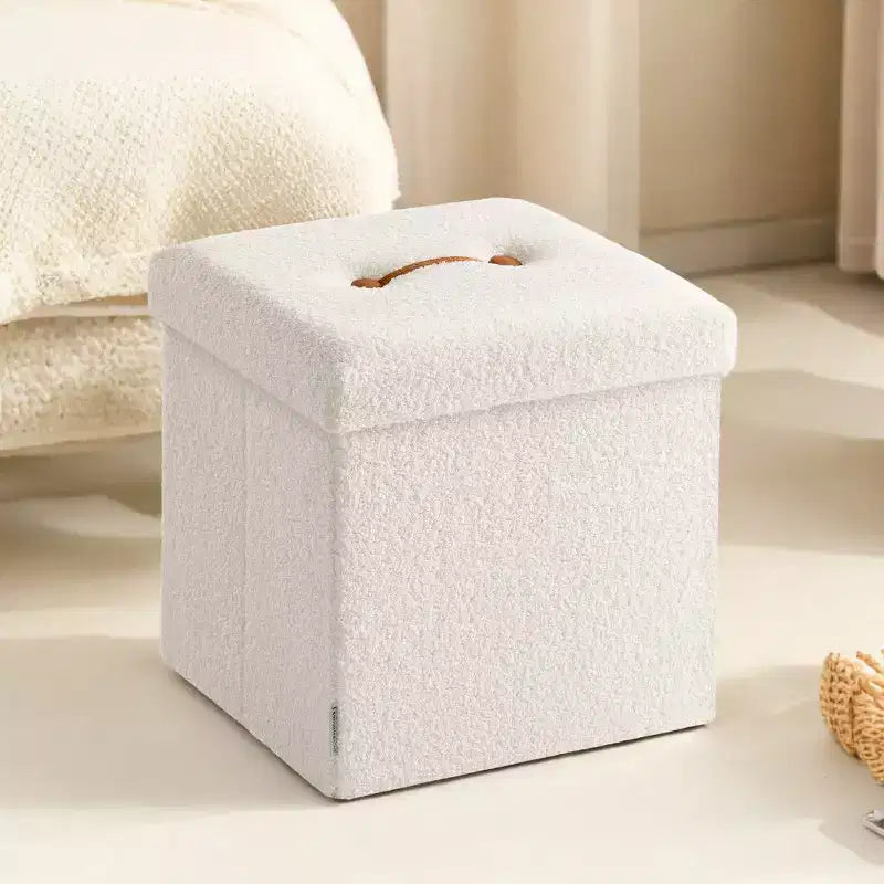Petit pouf de rangement pliant, repose-pieds, 38 x 38 x 38 cm, pouf avec rangement, supporte jusqu'à 300 kg
