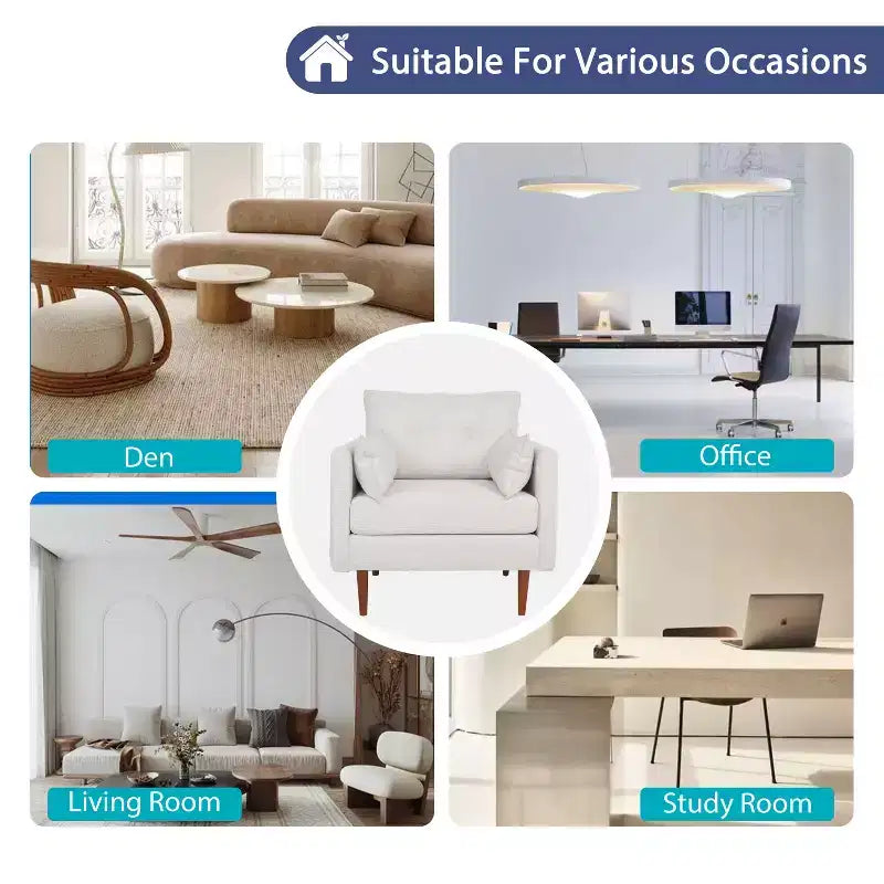 Fauteuil club capitonné en tissu, style milieu de siècle, avec coussins décoratifs