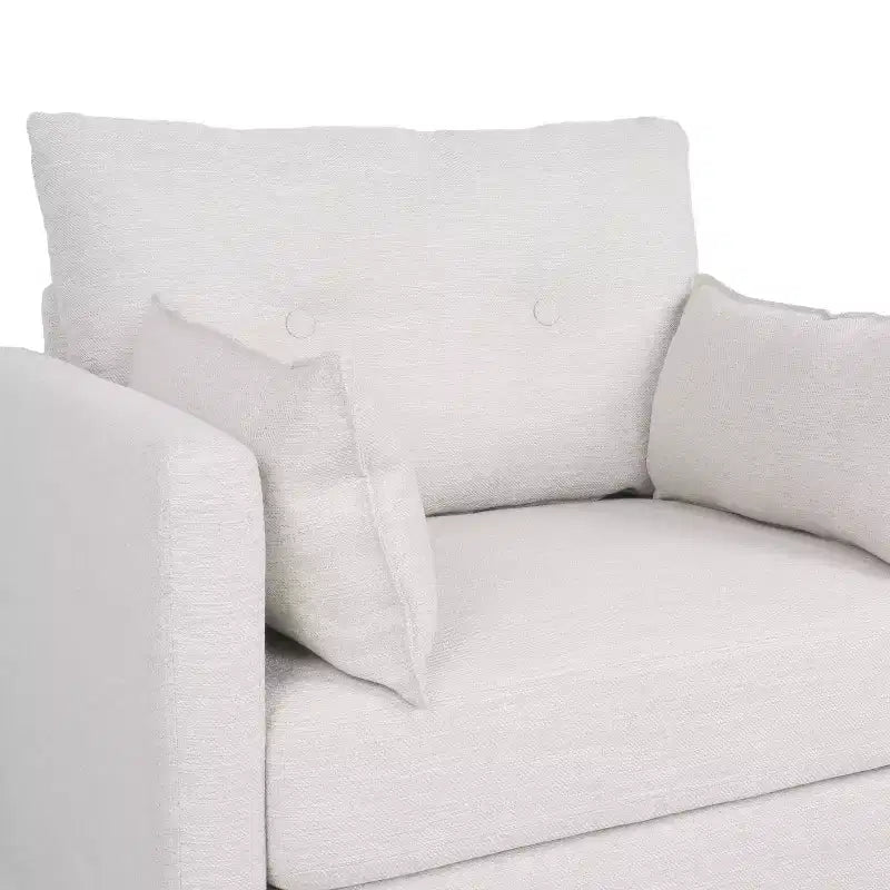 Fauteuil club capitonné en tissu, style milieu de siècle, avec coussins décoratifs