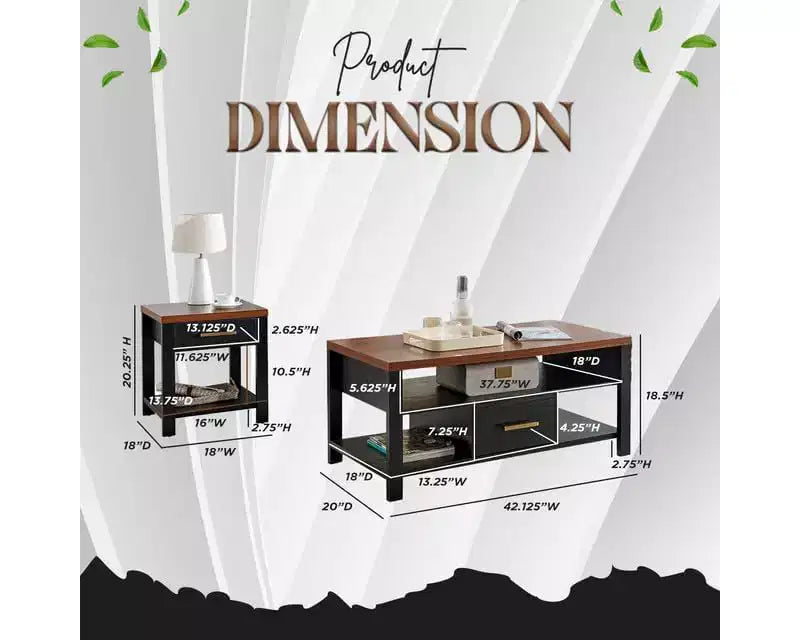Table d'appoint, Table basse moderne avec table latérale, Table de salon parfaite