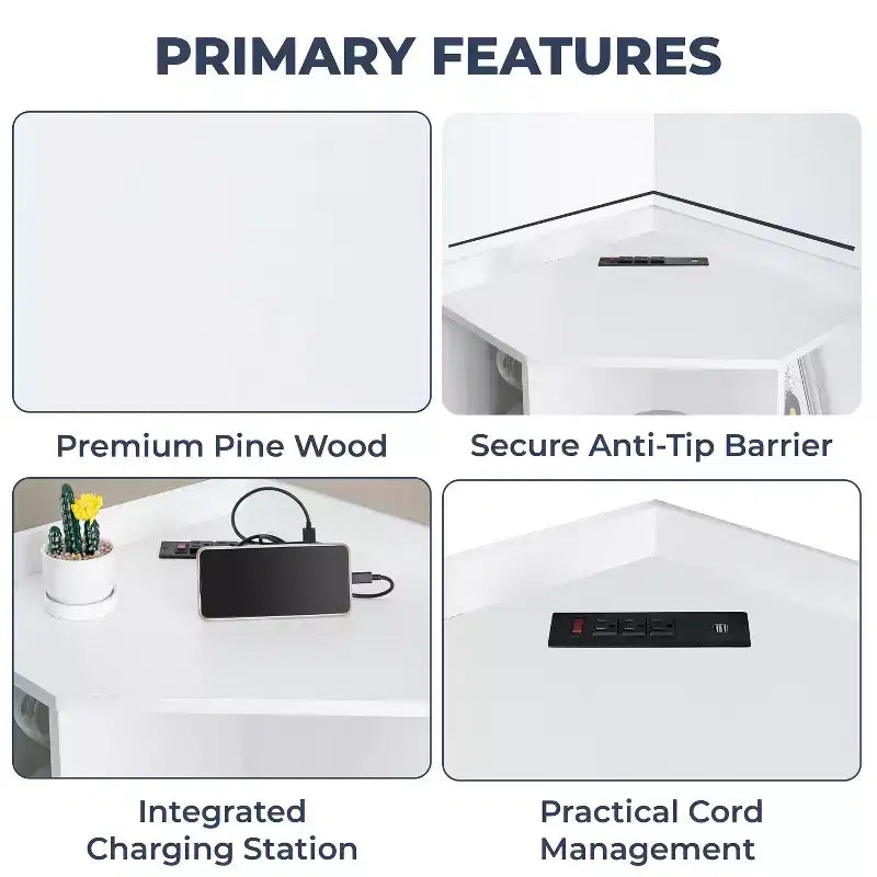 Étagère de rangement d'angle 9 cubes avec ports USB, prises, idéale pour les petits espaces