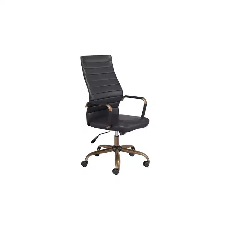 Chaise de bureau réglable en similicuir noir vintage