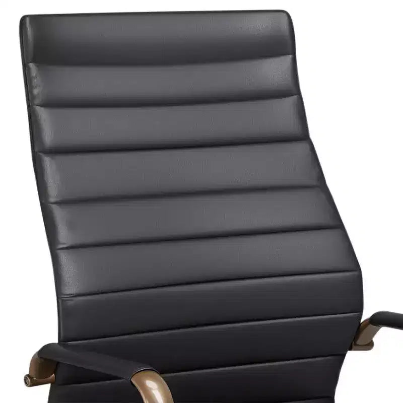 Chaise de bureau réglable en similicuir noir vintage