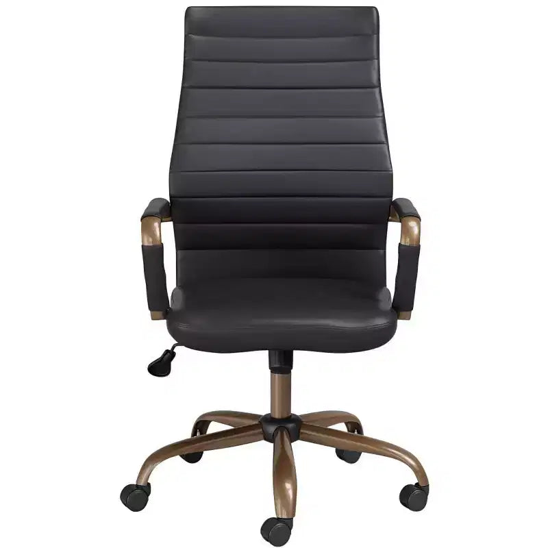 Chaise de bureau réglable en similicuir noir vintage