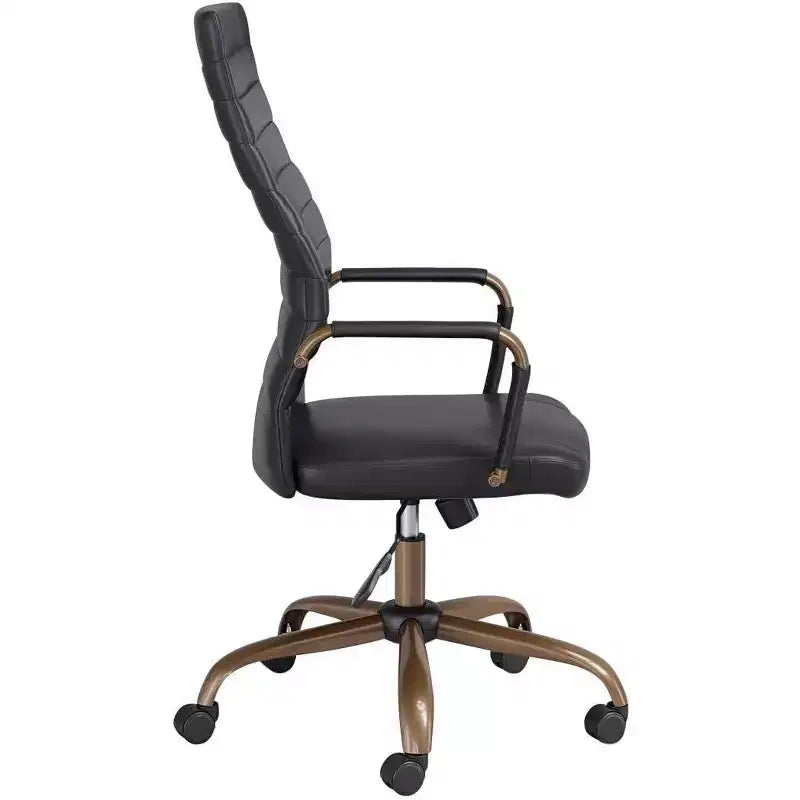 Chaise de bureau réglable en similicuir noir vintage