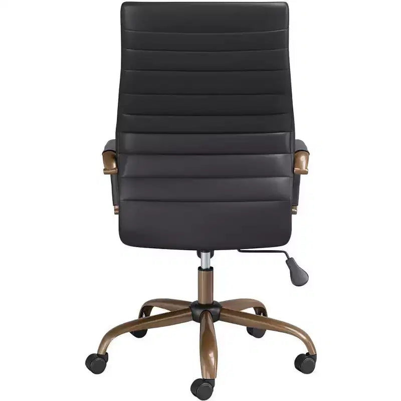 Chaise de bureau réglable en similicuir noir vintage