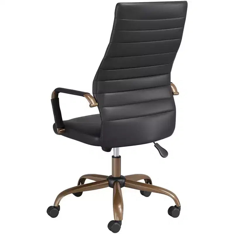 Chaise de bureau réglable en similicuir noir vintage