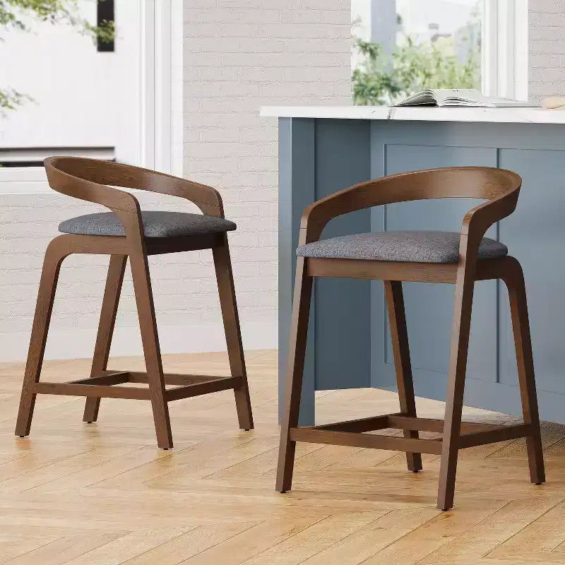 Tabourets de comptoir contemporains en bois d'hévéa de 25,25 po