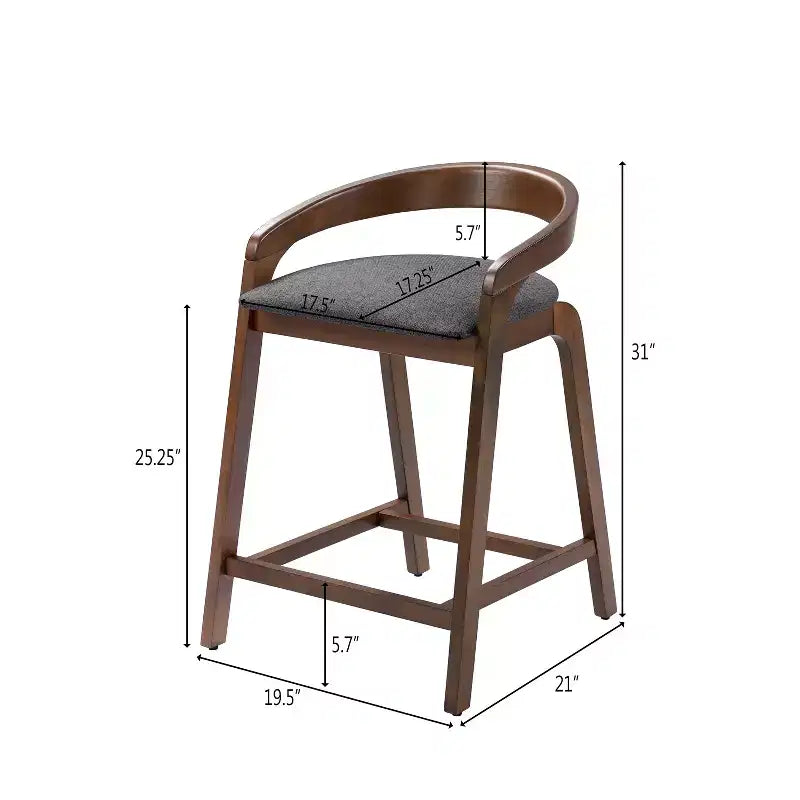 Tabourets de comptoir contemporains en bois d'hévéa de 25,25 po