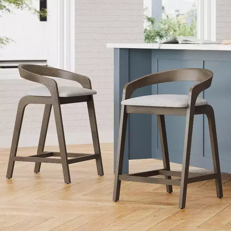 Tabourets de comptoir contemporains en bois d'hévéa de 25,25 po